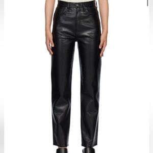 AGOLDE Black 90's Pinch Waist Leather Pants